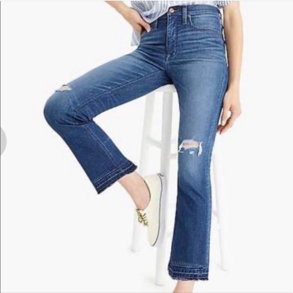 J Crew Billie Demi Boot Crop Distressed High Rise Jeans